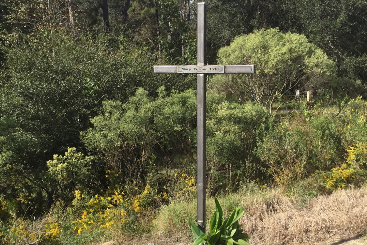 The new historical marker for Mary Turner and the Lynching Rampage in 2021. (Photo courtesy of the Mary Turner Project.)